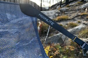 the word Moonlite on the NEMO mesh backpacking chair