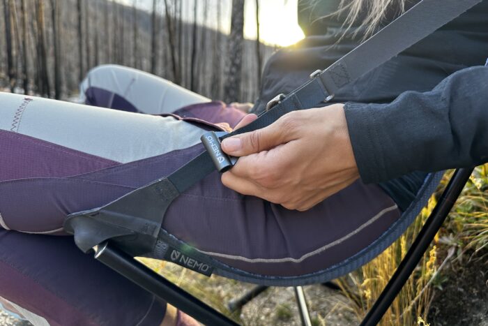 using the adjustable toggles on the NEMO moonlite chair to recline