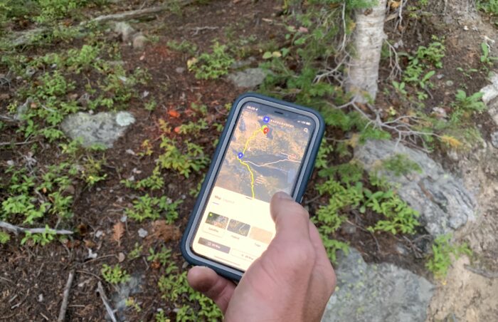 choosing from satellite or topo map on a route app