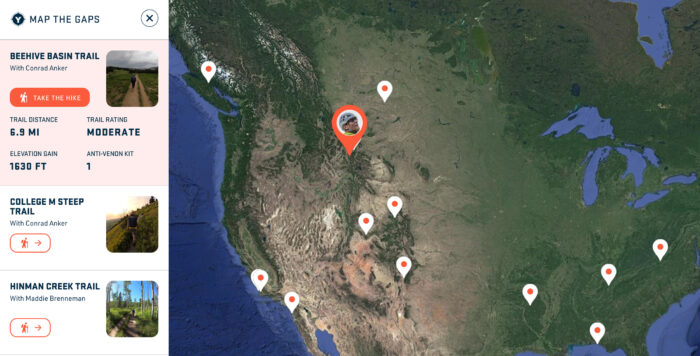 YETI's Map the Gaps screen (Yeti soft coolers campaign)