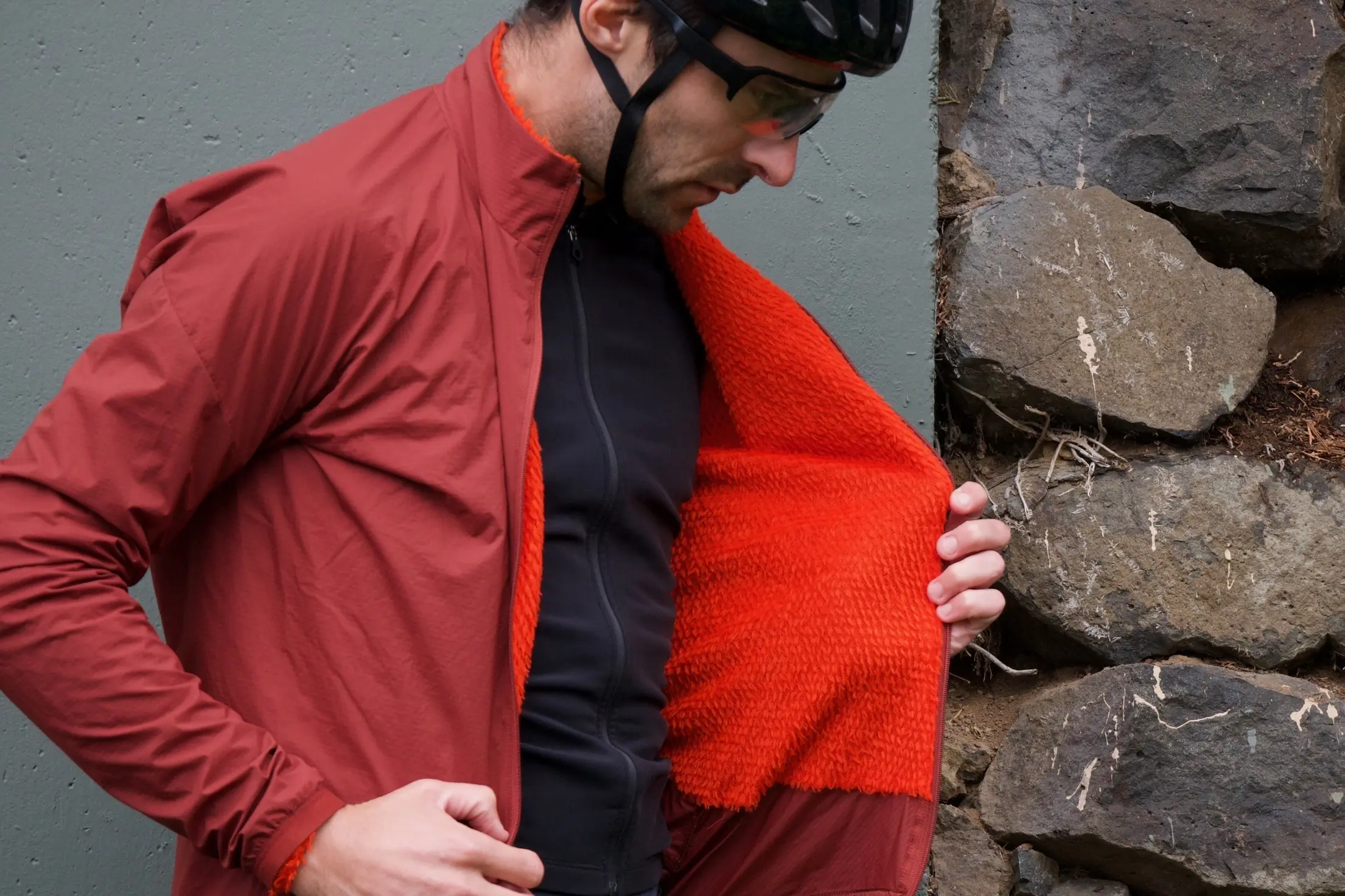 Wearing the 7Mesh Freeflow insulated cycling jacket