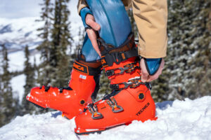 Ski testers putting ski boots through the paces at Crested Butte Mountain Resort; (photo/Jason Hummel)