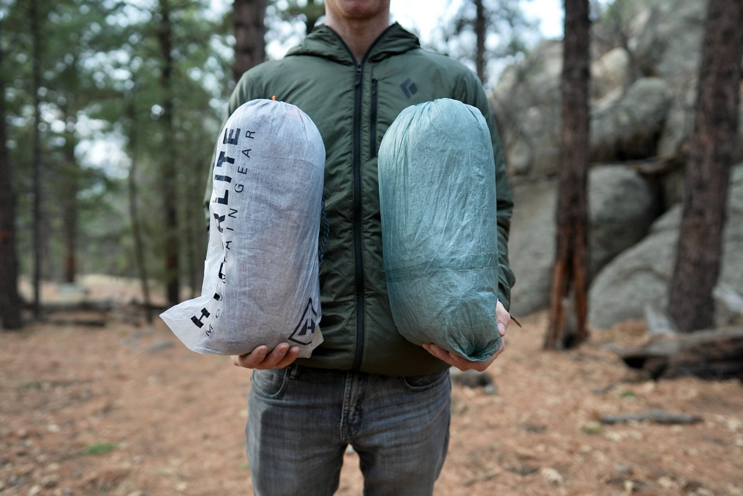 Showing the pack sizes of two different ultralight tents Showing the pack sizes of two different ultralight tents