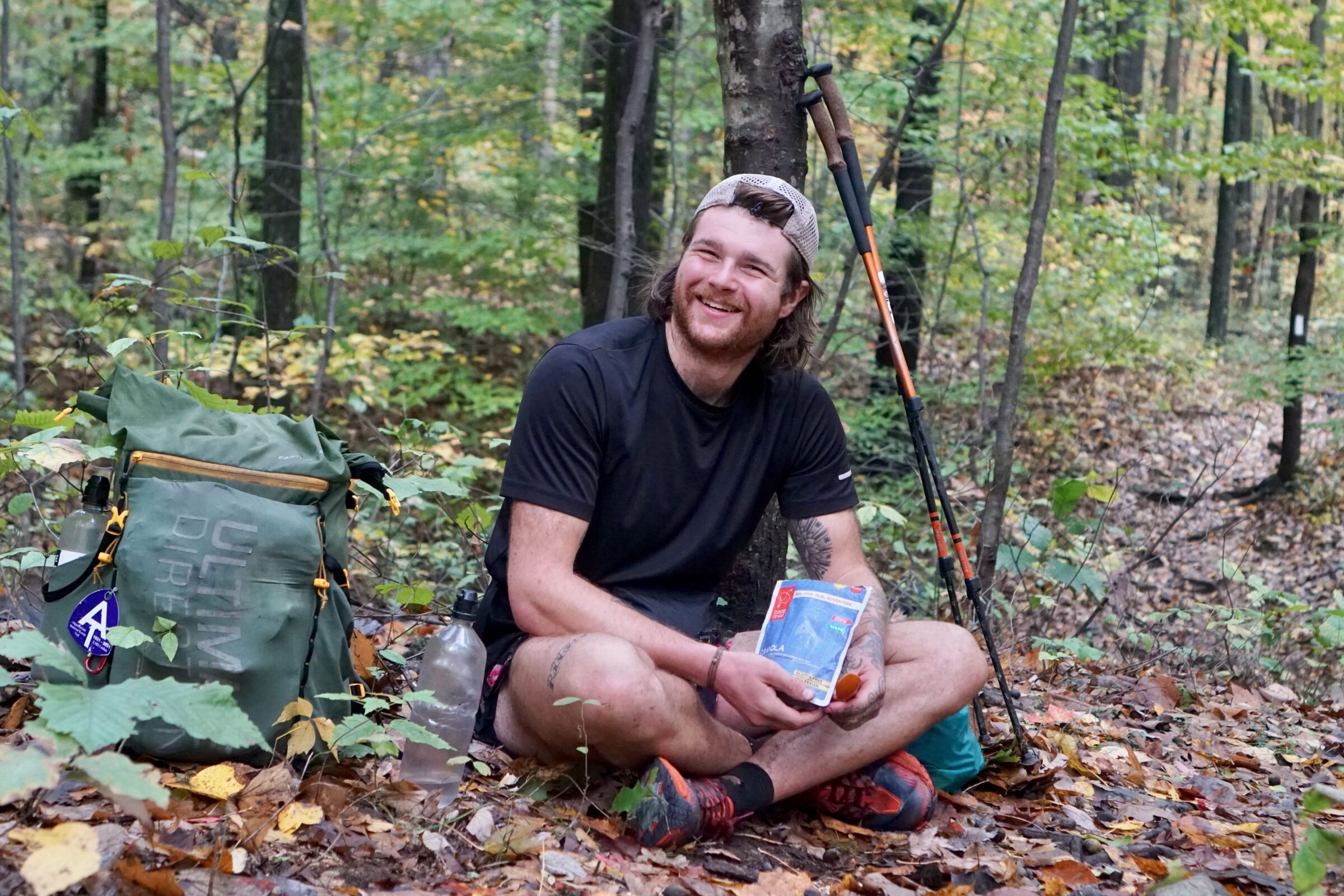 a thru hiker enjoys a good to-go instant meal