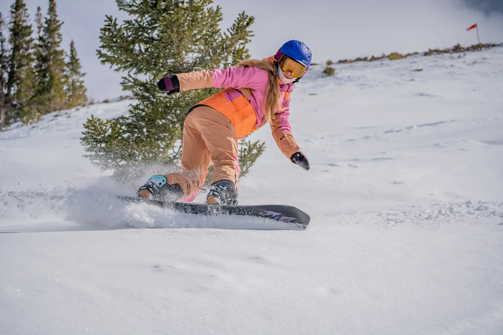 snowboarder taking toe turn