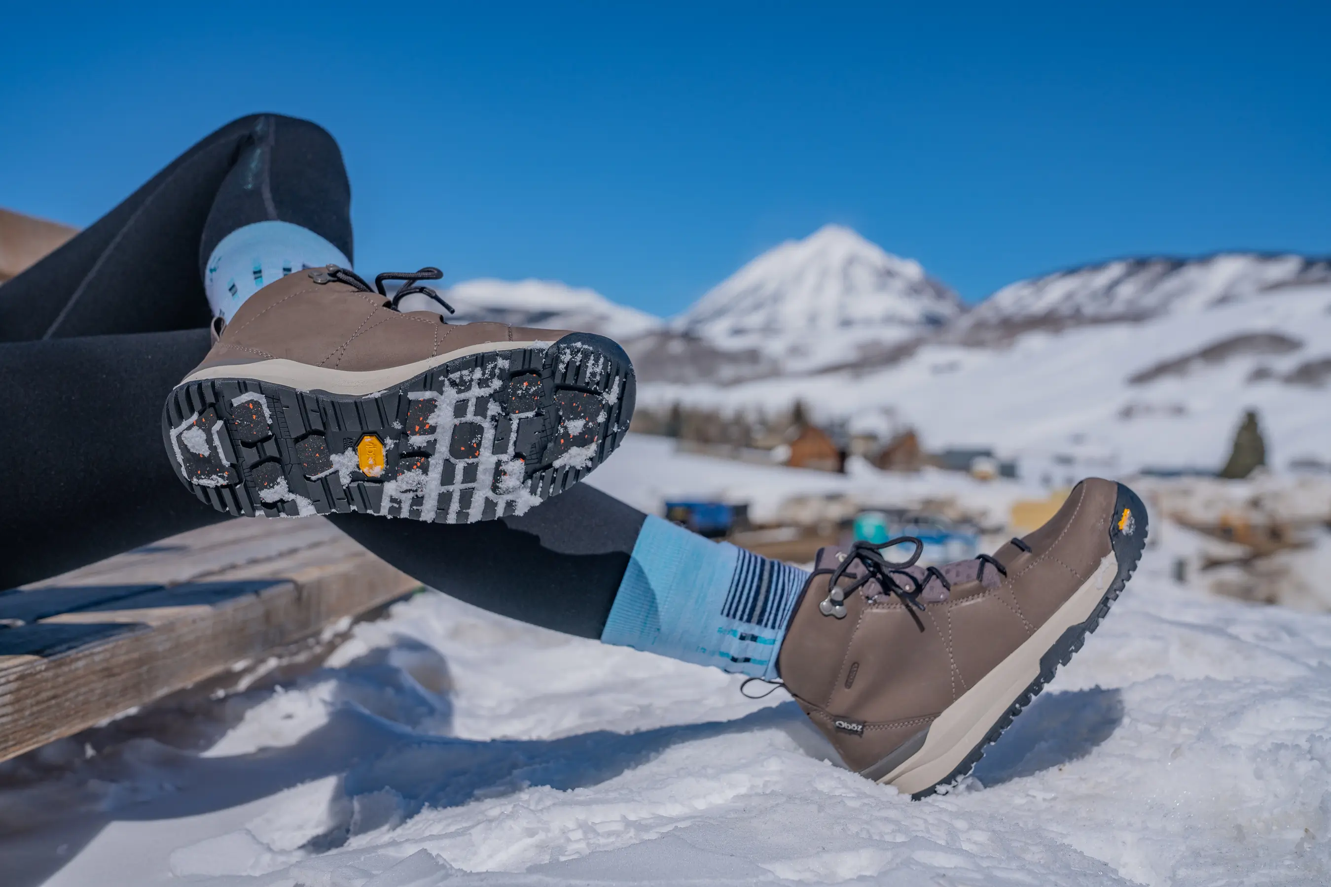 the tread and outsole of a women's winter boot 