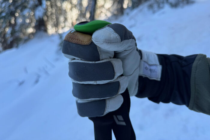 Holding a Ski pole Wearing the Hestra Ergo Active Gloves 