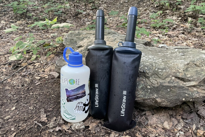 LifeStraw Peak Squeeze Water Filters - 33.8 fl oz with Nalgene for scale