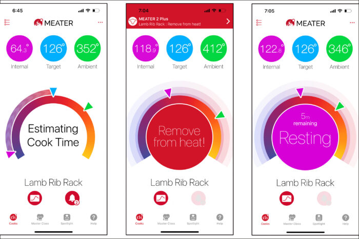 MEATER smart thermometer app screen grabs