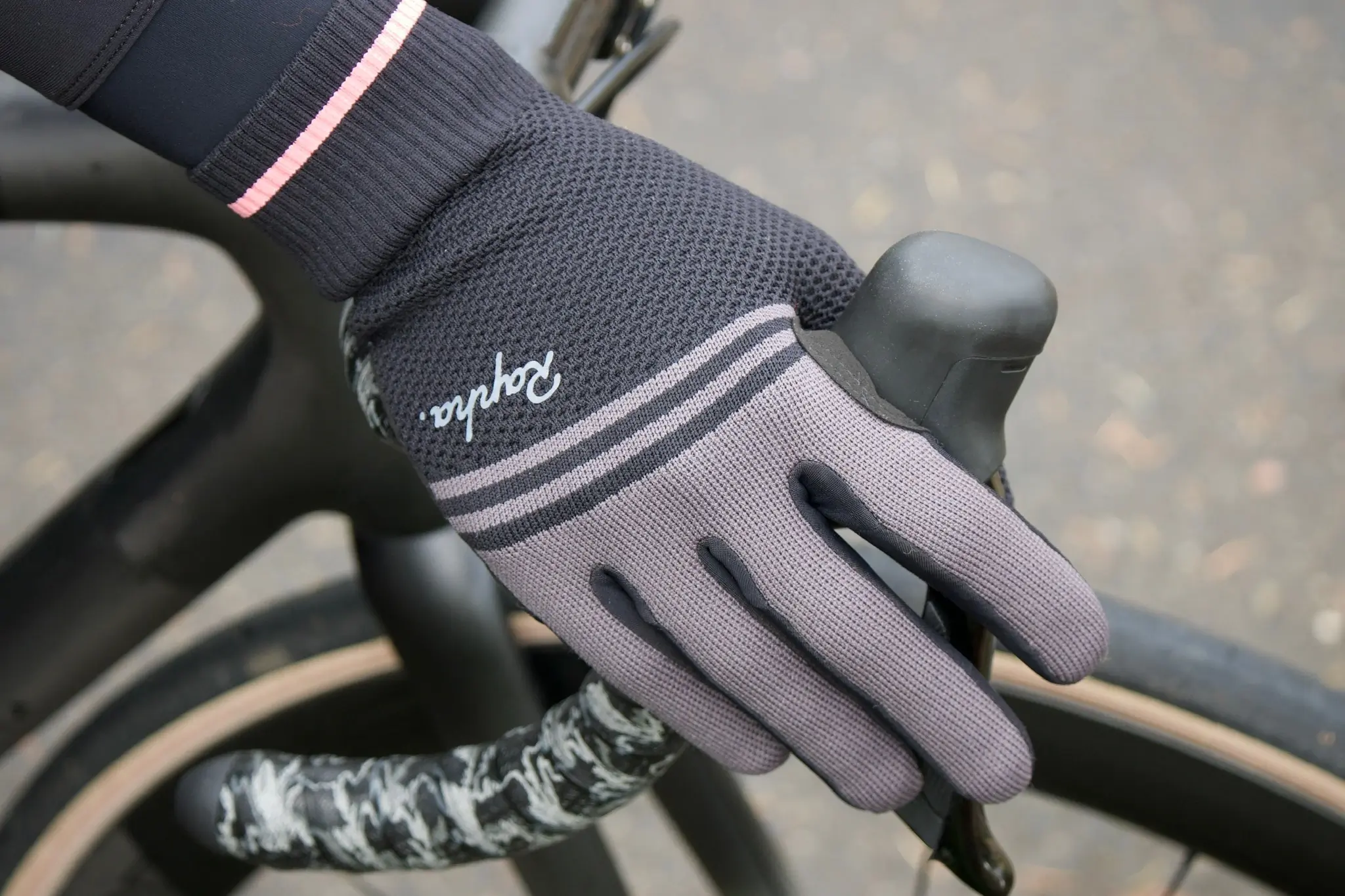 Wearing the Rapha Merino winter cycling gloves