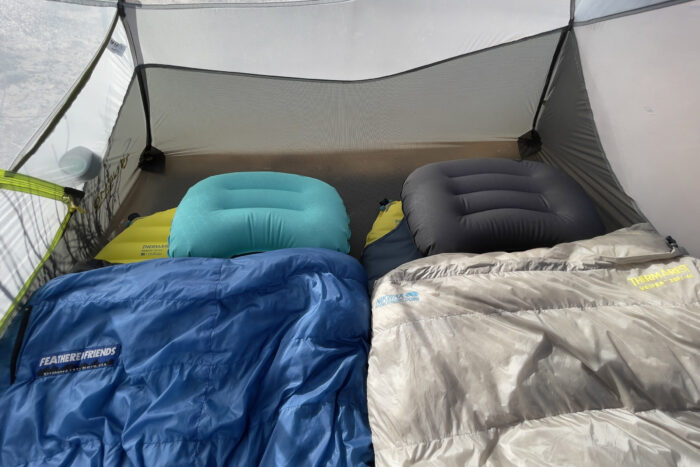 Sea to Summit Aeros Ultralight Pillows, size Regular on the left, size Large on the right