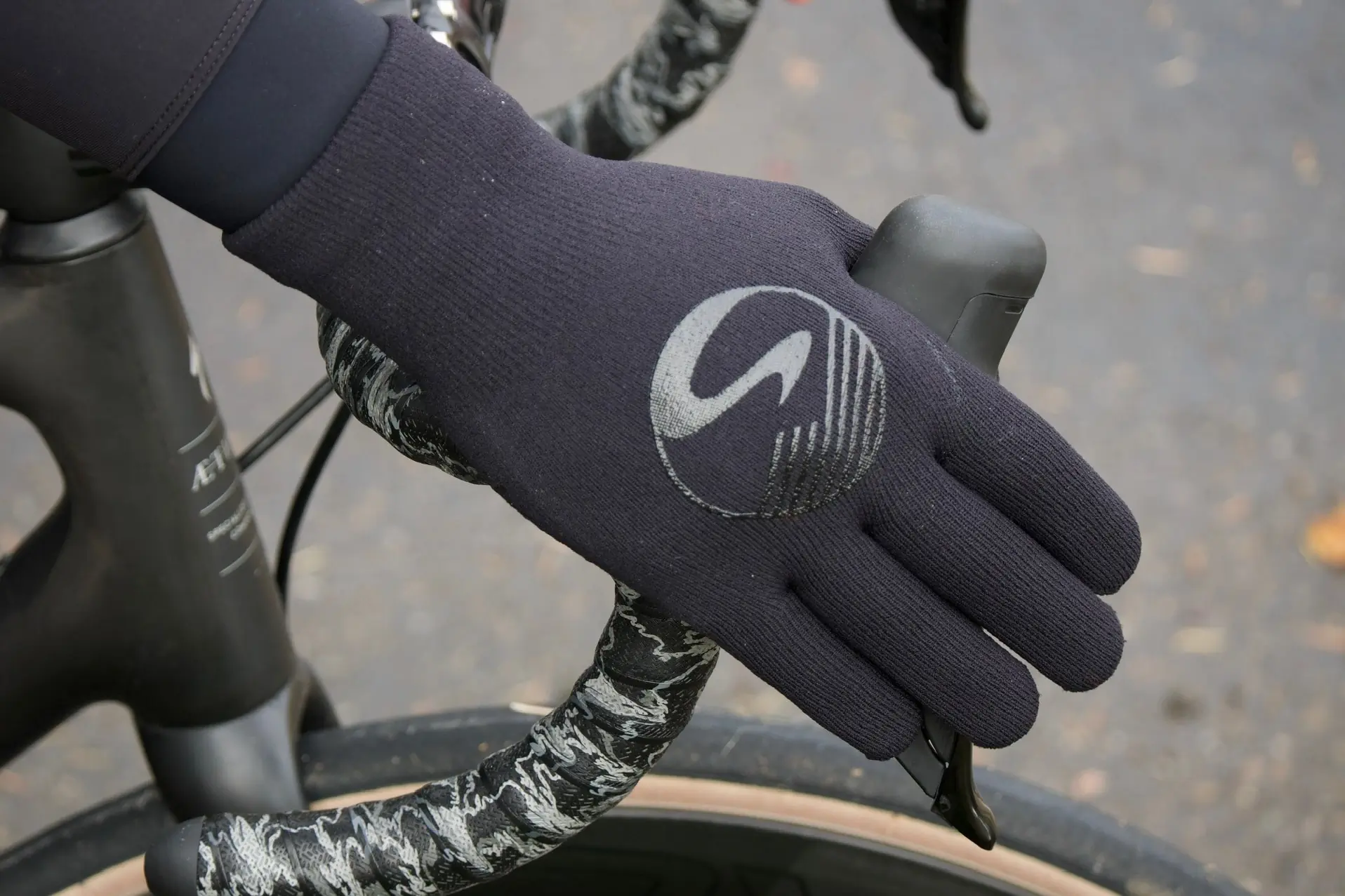 Wearing the Showers Pass Crosspoint Waterproof Knit winter cycling gloves