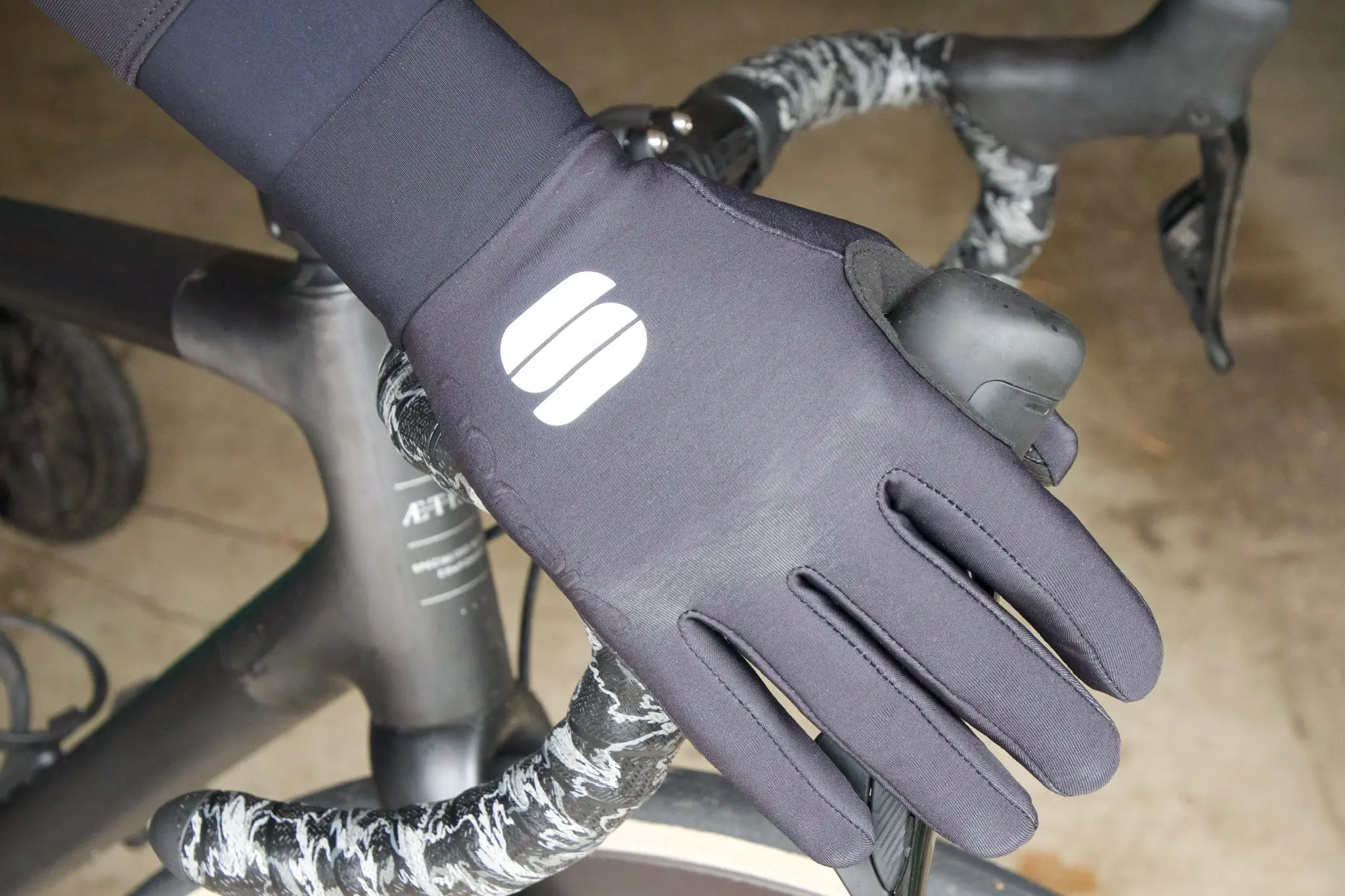 Wearing the Sportful No Rain winter cycling gloves