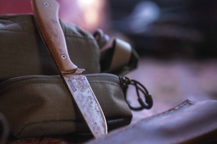 A bloodied MKC Whitetail Knife