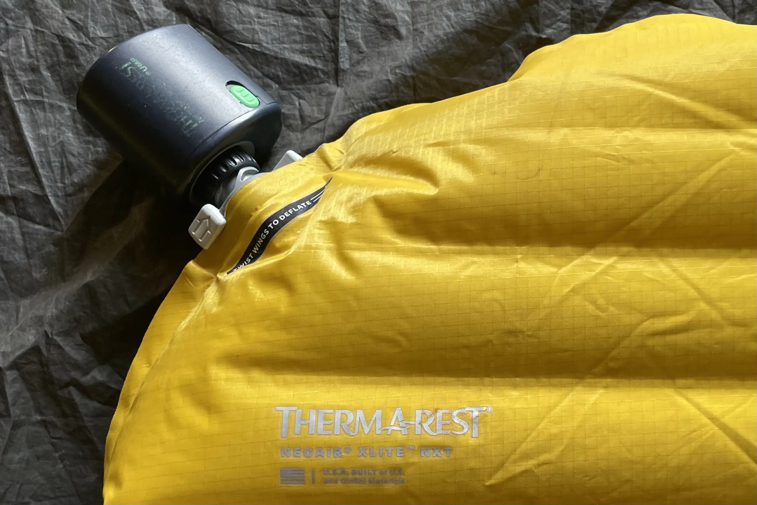 Therm-a-Rest NeoAir Micro Pump inflating the Therm-a-Rest NeoAir XLite NXT