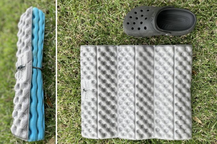 Therm-a-Rest Z Seat Cushion Insulated Sitting Pad, Size 6 Croc for scale Appalachian Trail thru-hiking gear