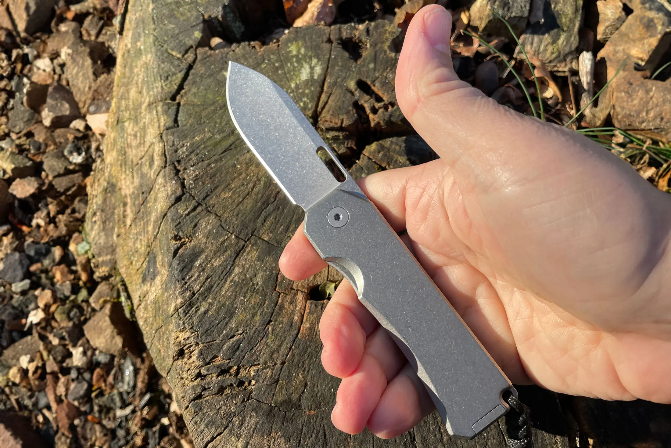 Big Idea Designs Ti Knife open in-hand