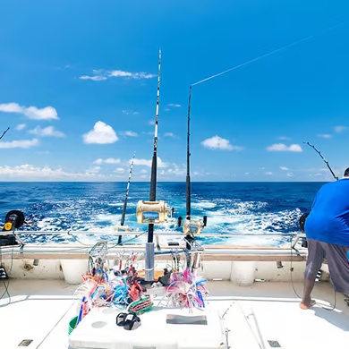 fishing poles on a boat off the florida coast