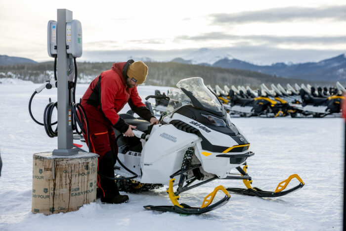 Ski Doo Grand Touring electric snowmobiles; (Photo/Ski Doo)