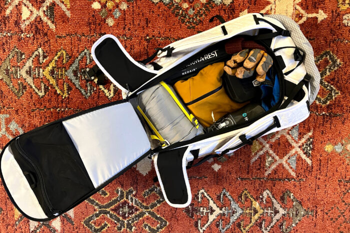 Raide Research LF 40L backcountry ski pack; (photo/Will Brendza)