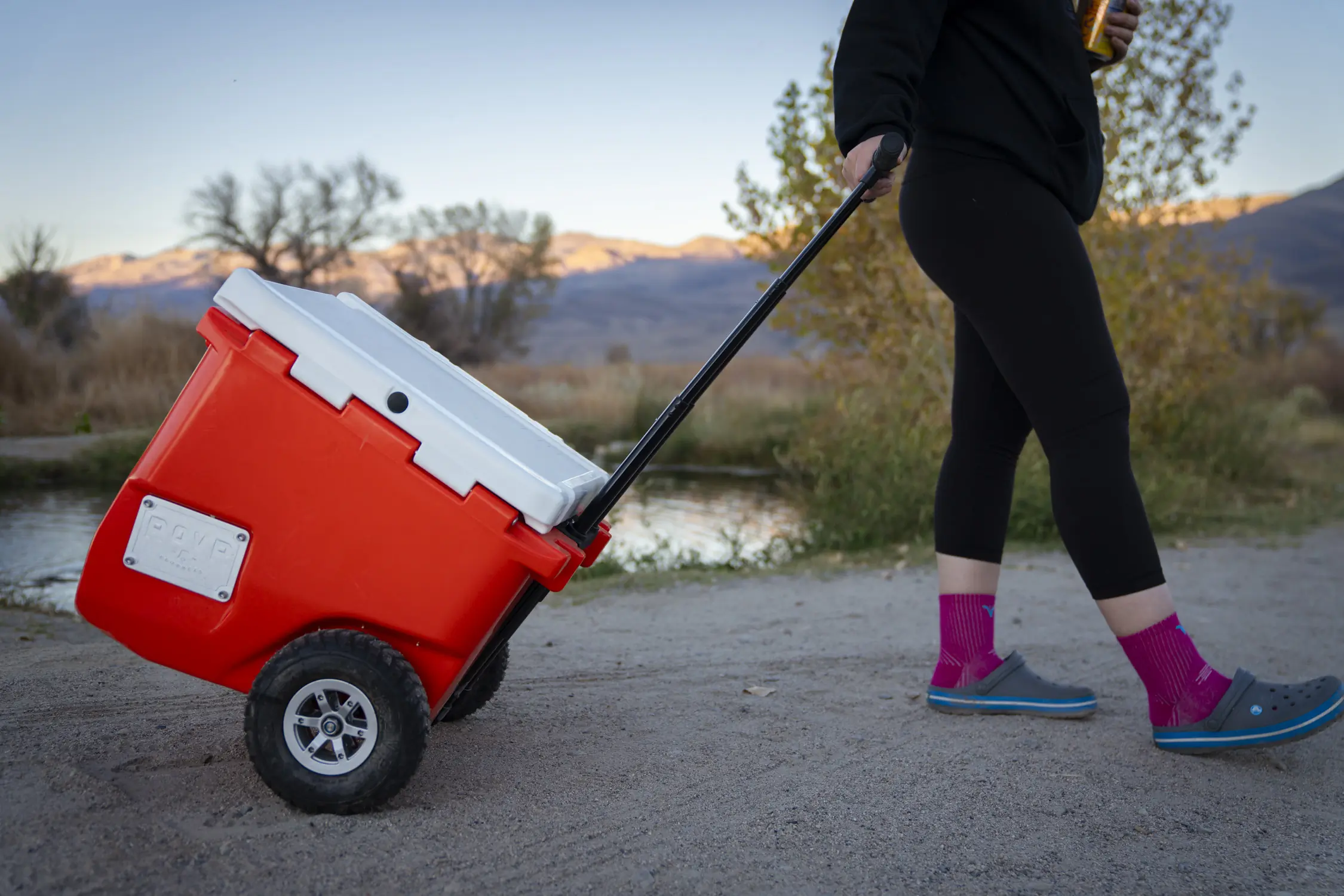A wheeled cooler