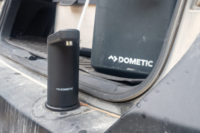 Dometic GO Hydration Water Faucet on rear bumper of car