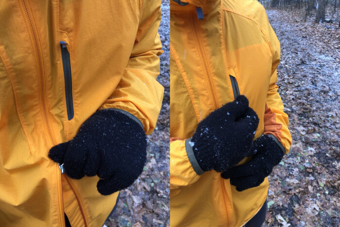 Unzipping bottom main zipper on shell jacket