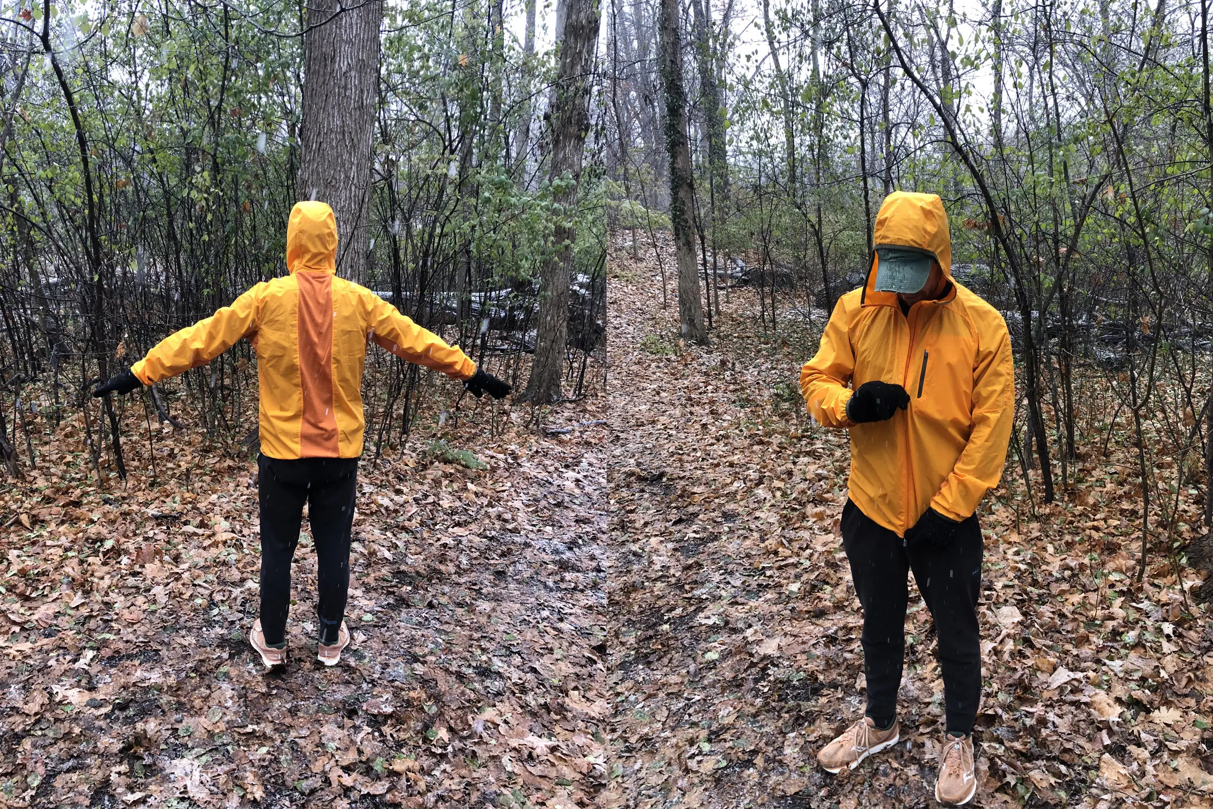 Unzipping shell+ jacket full body view