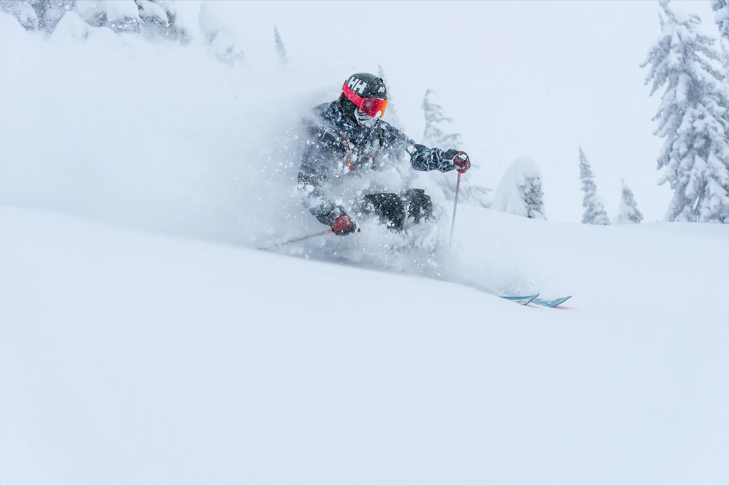 a skier skis powder 