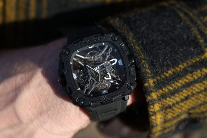 CIGA Design Eye of Horus skeleton watch on wrist