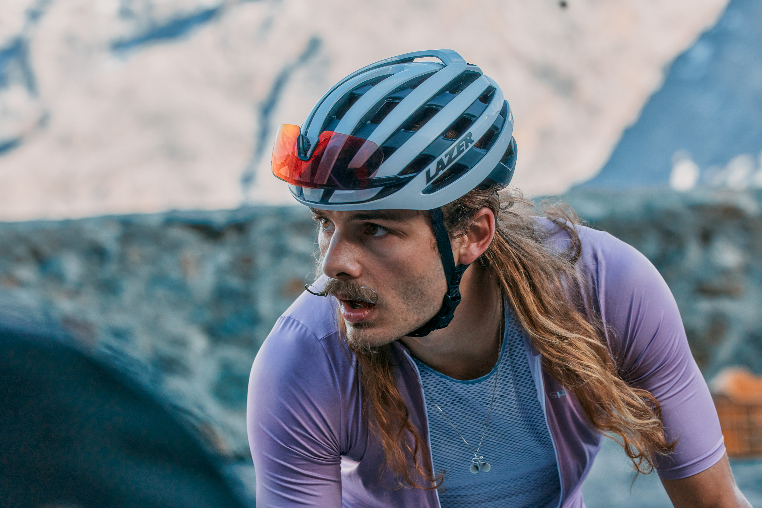 Lazer Z1 KinetiCore on rider in the mountains