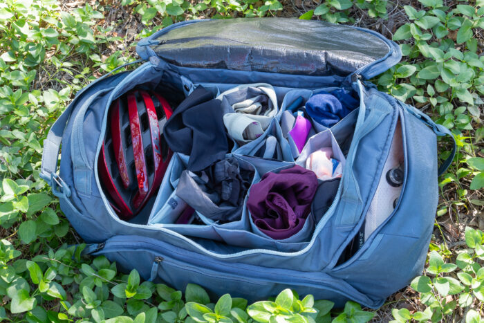 Thule RoundTrip cycling duffel open and loaded