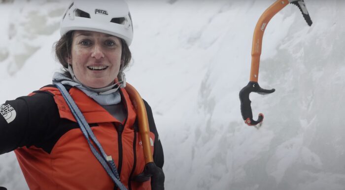 Mo shows off her technique for ascending waterfalls in "Mo The Gatherer"; (photo/Petzl)