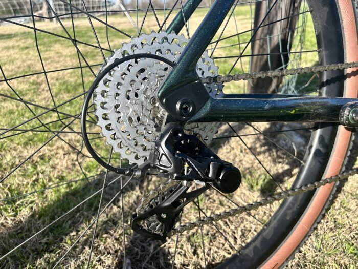Campagnolo Ekar 13-speed cassette and derailleur.