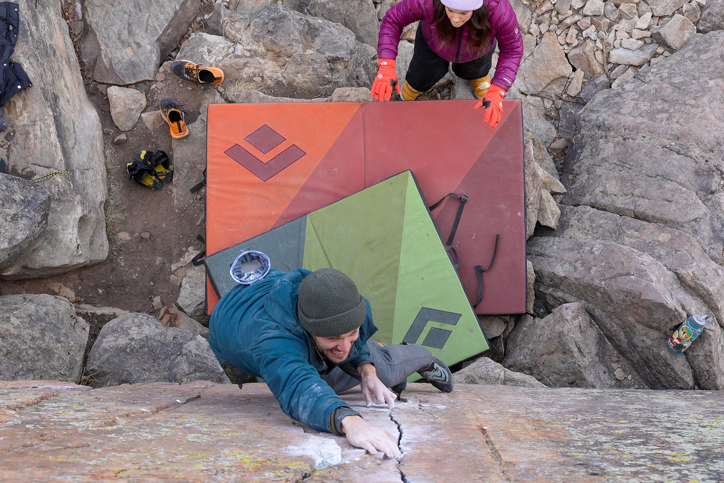 Nate Mitka bouldering outdoors