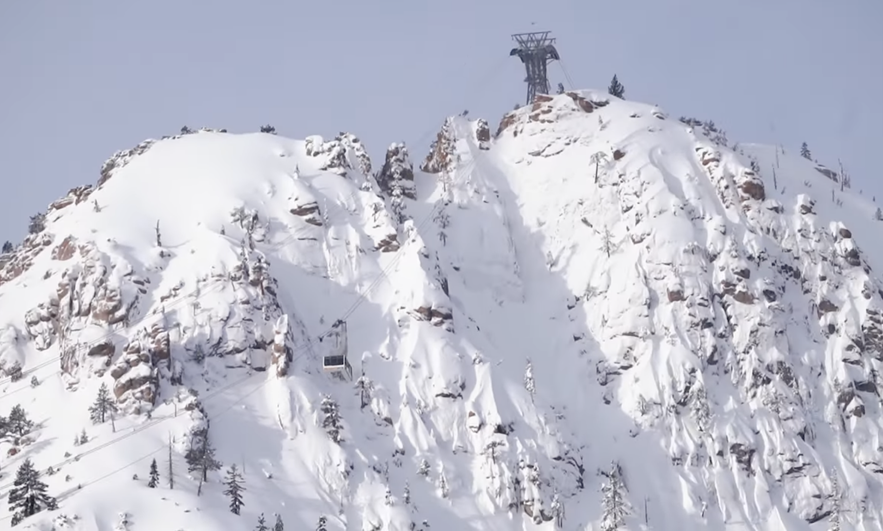 A YouTube clip with a view of the KT-22 terrain; (screenshot/Palisades Tahoe)