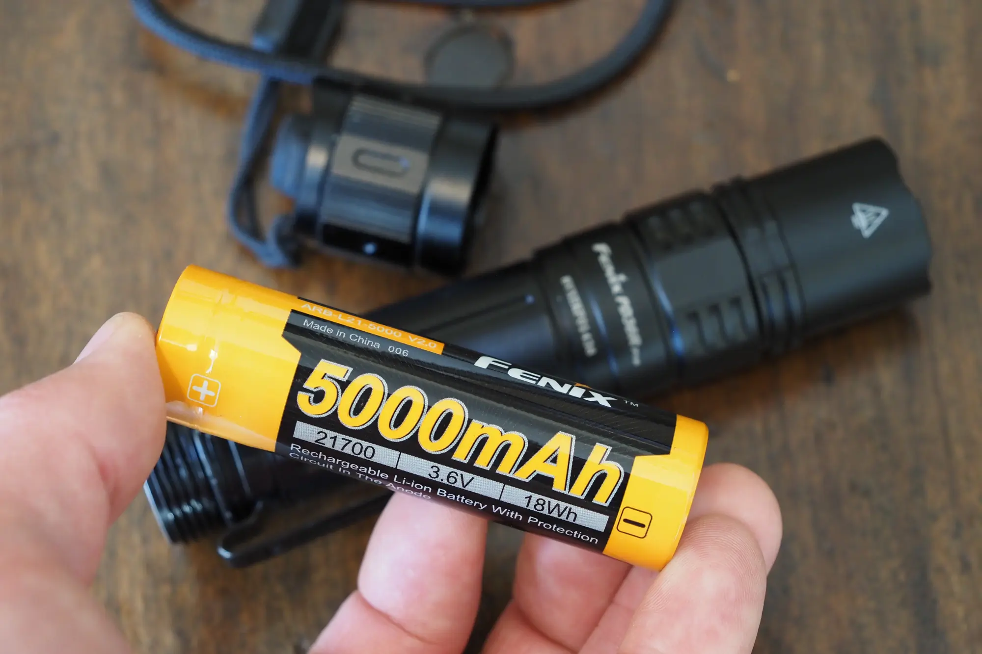 The rechargeable battery of the Fenix PD36R