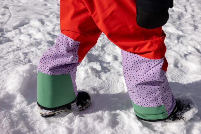 reinforced hems on winter snow pants for kids 