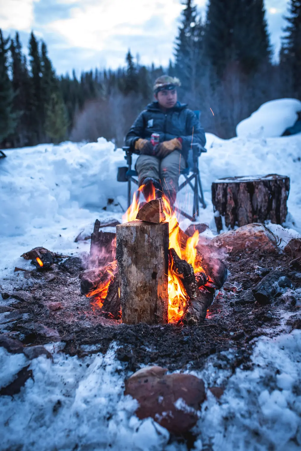 Fireside in the Yeti Trailhead Campt Chair