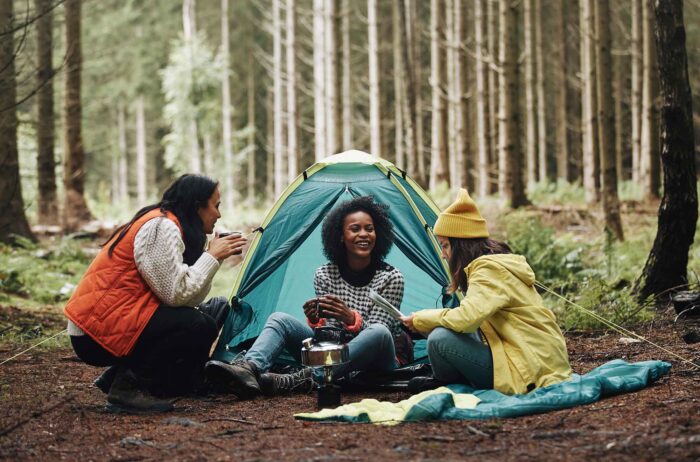 women camping