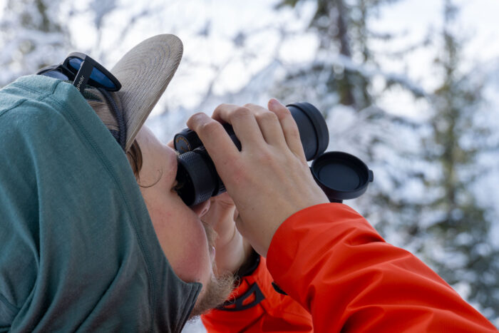Viewing a mountain side through some of the best binoculars