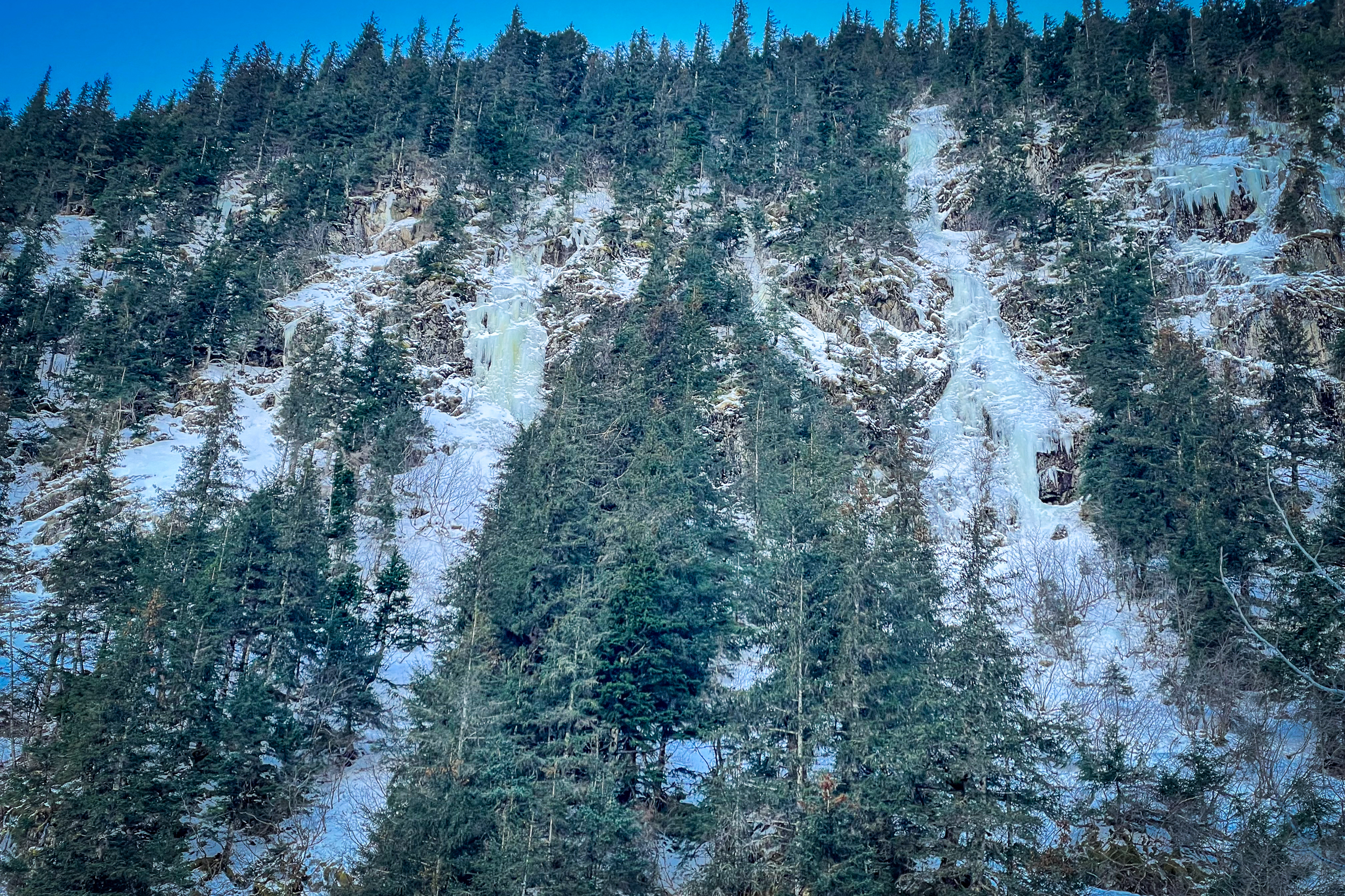Multi-pitch ice route in Alaska's backcountry