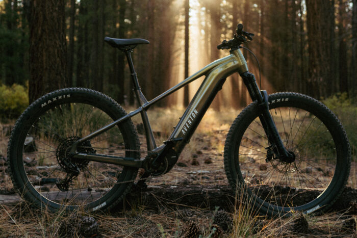 aventon ramblas e-mountain bike in forest
