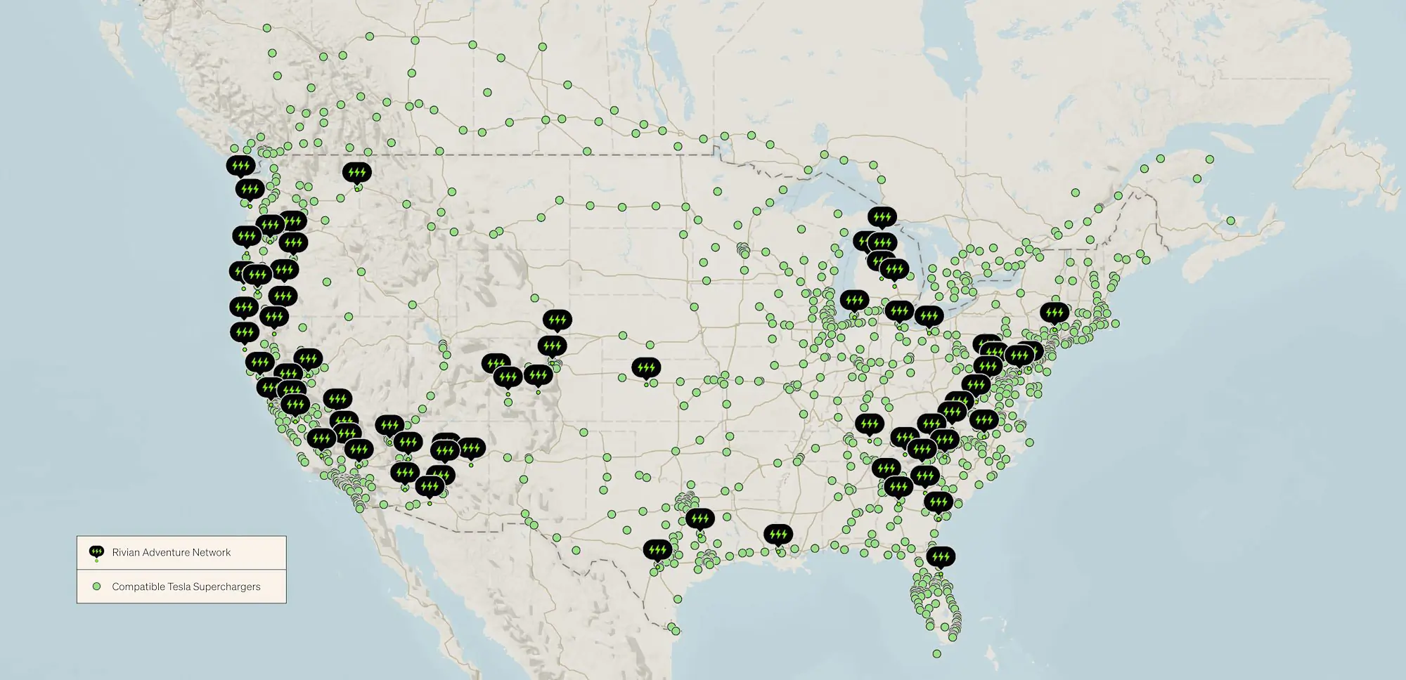 rivian charging station map