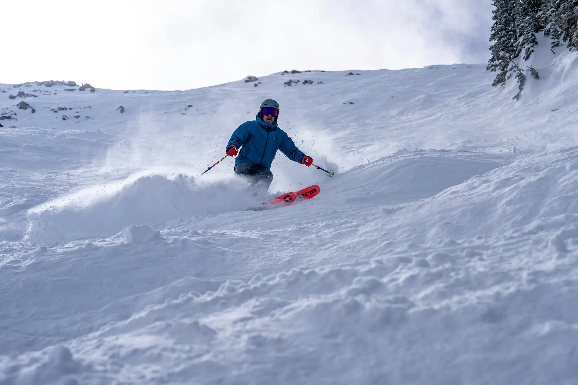 skier on mogul ungroomed run 