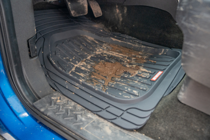 Mud on truck floor mat 