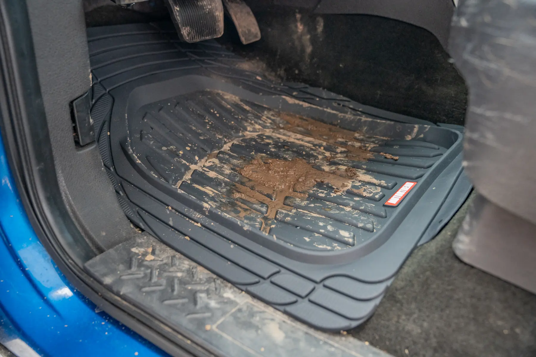 Mud on truck floor mat 