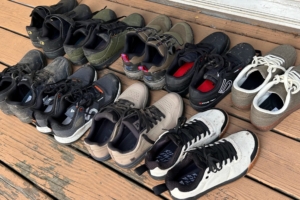 Some of the shoes we tested for the flat pedal shoes guide