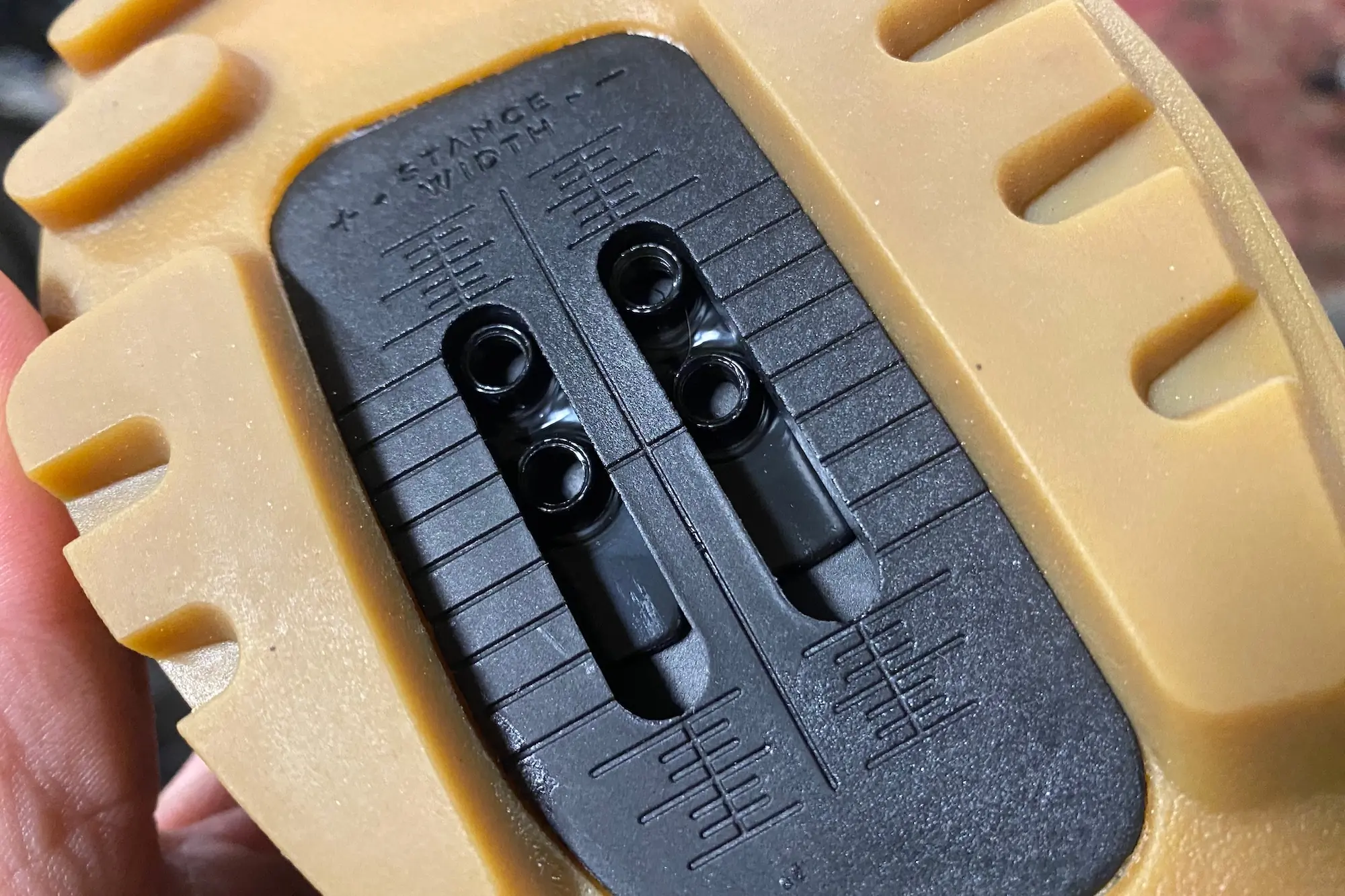 A look at the cleat track on the sole of the Crankbrothers Candy Lace gravel bike shoes