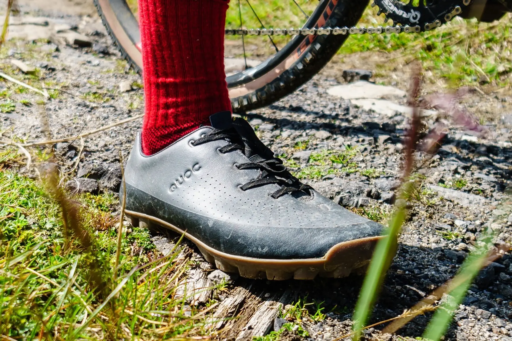 The lace closure of the Quoc Gran Tourer gravel bike shoes